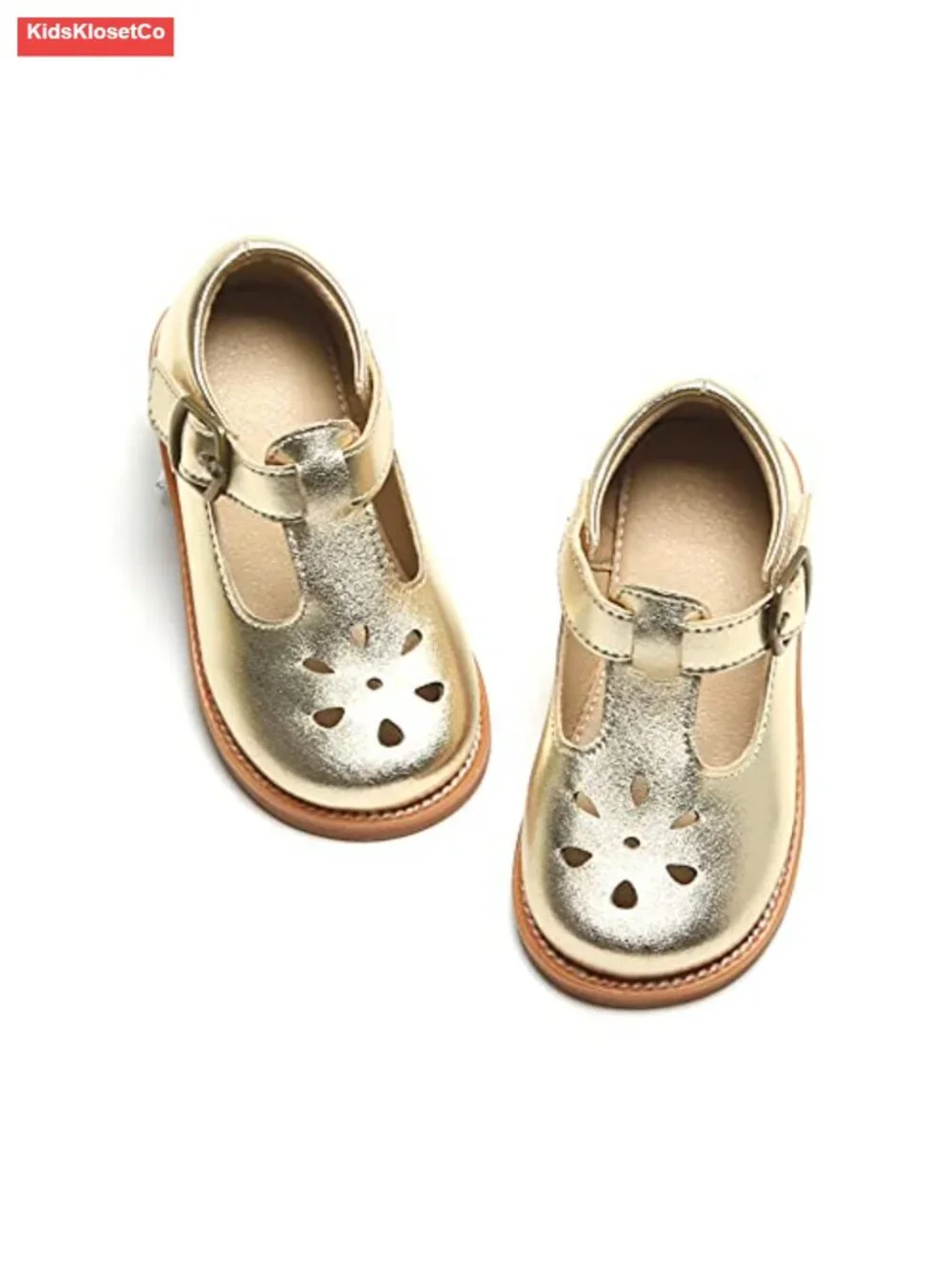 Girls Mary Jane Flats - Soft Cushioned Hook & Loop Dress Shoes